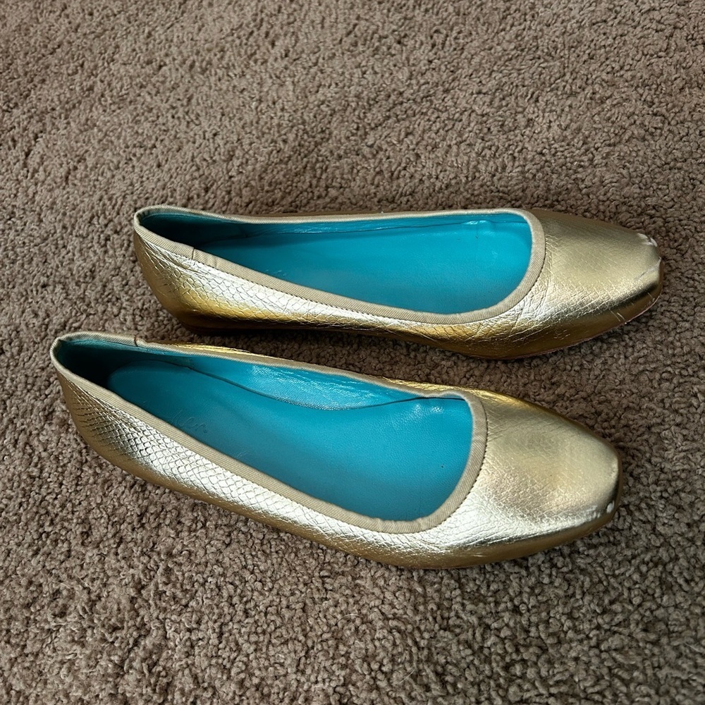 Boden Gold Snakeskin Ballet Flats EU 40 US 9–9.5 Metallic Leather - Picture 2 of 5